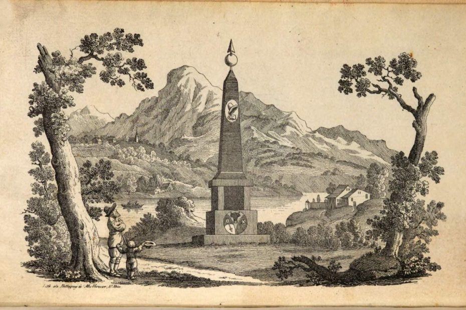 Die Insel Altstatt. Frontispiz aus Christian Vollrath von Sommerlatt: Beschreibung der XXII Schweizer Kantone. Basel 1838