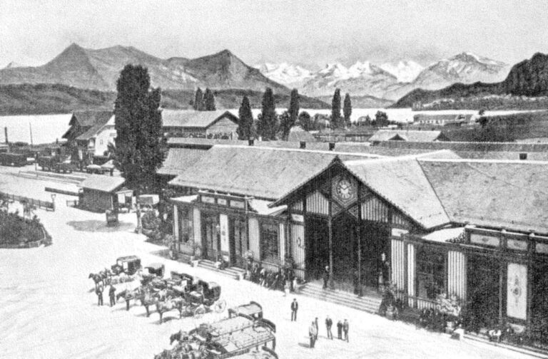 Der erste und unglamouröse Luzerner Bahnhof (1859 bis 1895). (Bild: zvg)